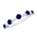 Round Blue Sapphire and Diamond Half Eternity Ring