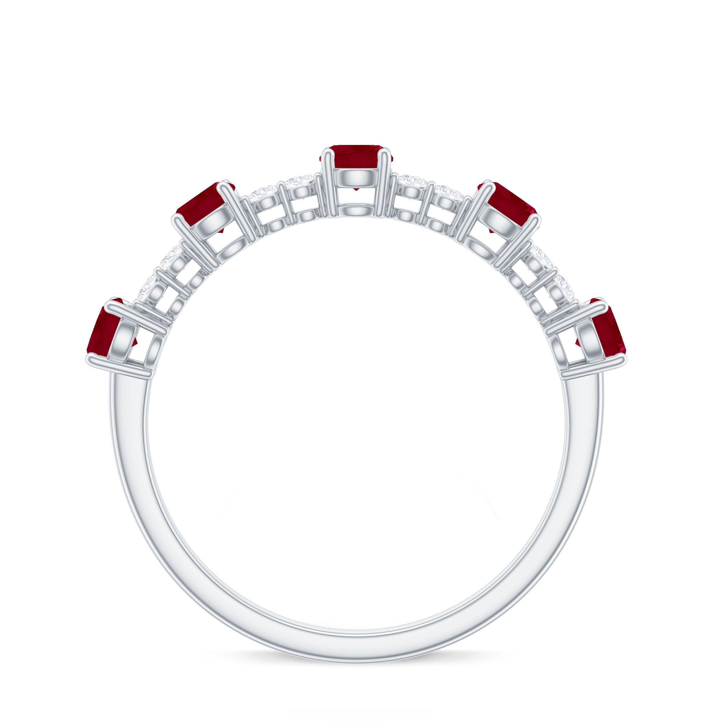 1 CT Minimal Round Shape Ruby and Diamond Stackable Ring