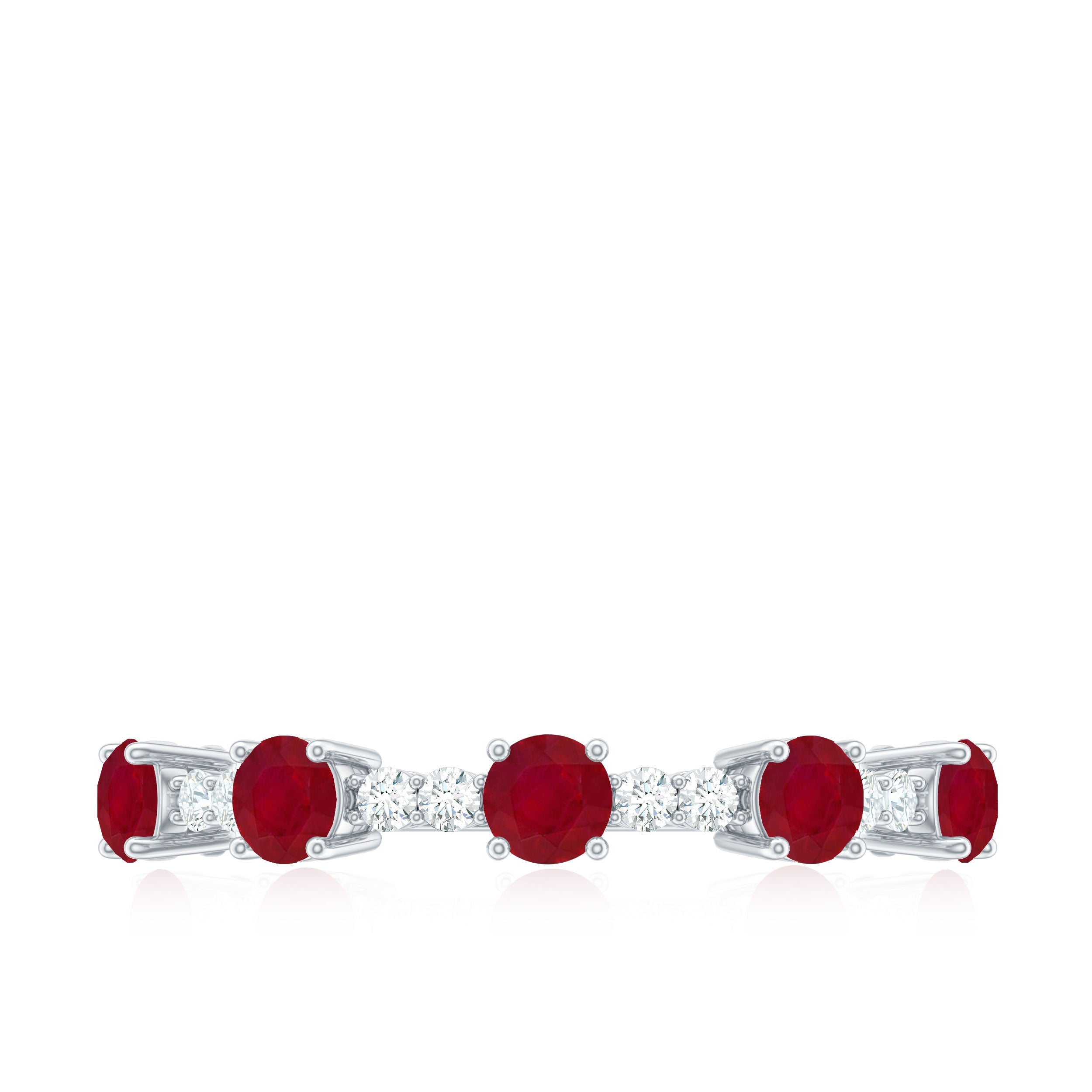 1 CT Minimal Round Shape Ruby and Diamond Stackable Ring