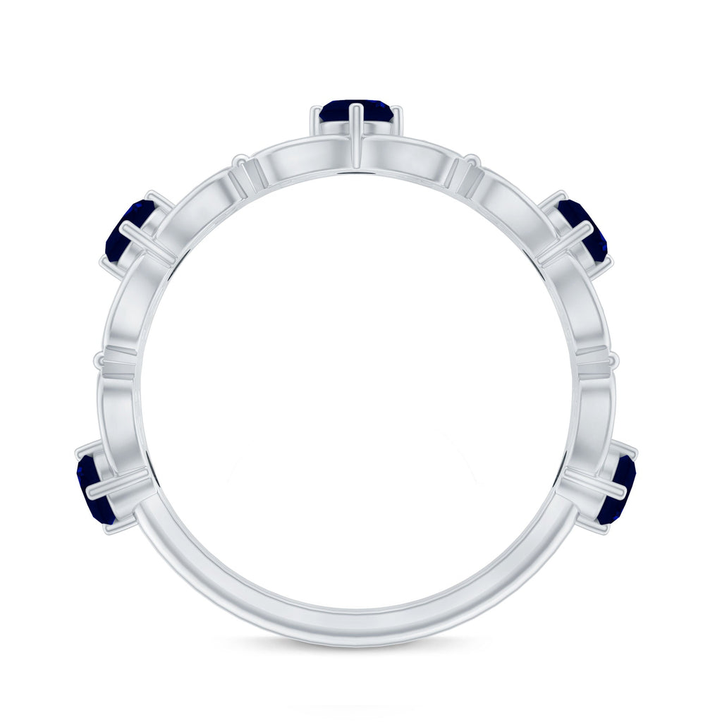Blue Sapphire and Moissanite Vintage Stackable Ring