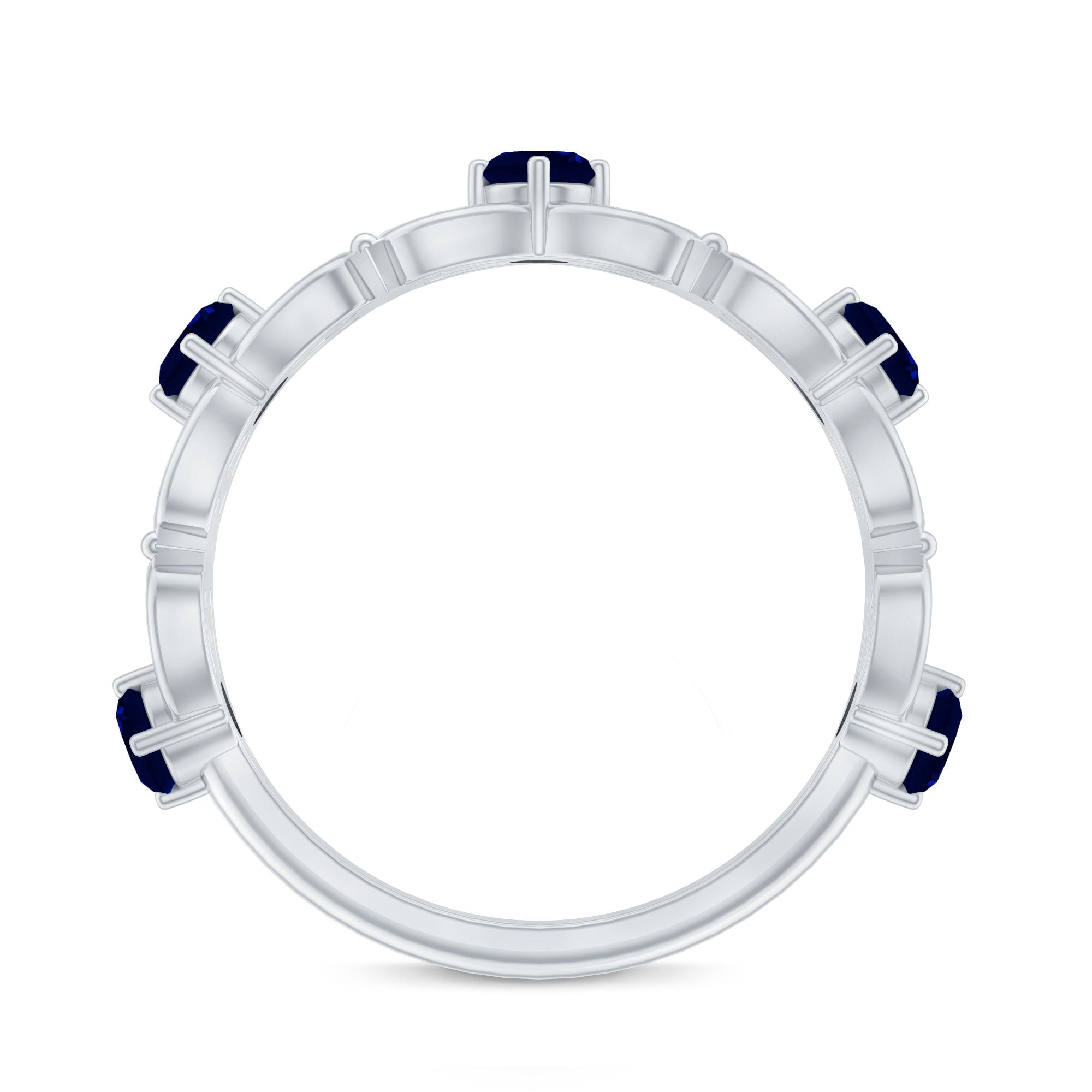 Blue Sapphire and Moissanite Vintage Stackable Ring