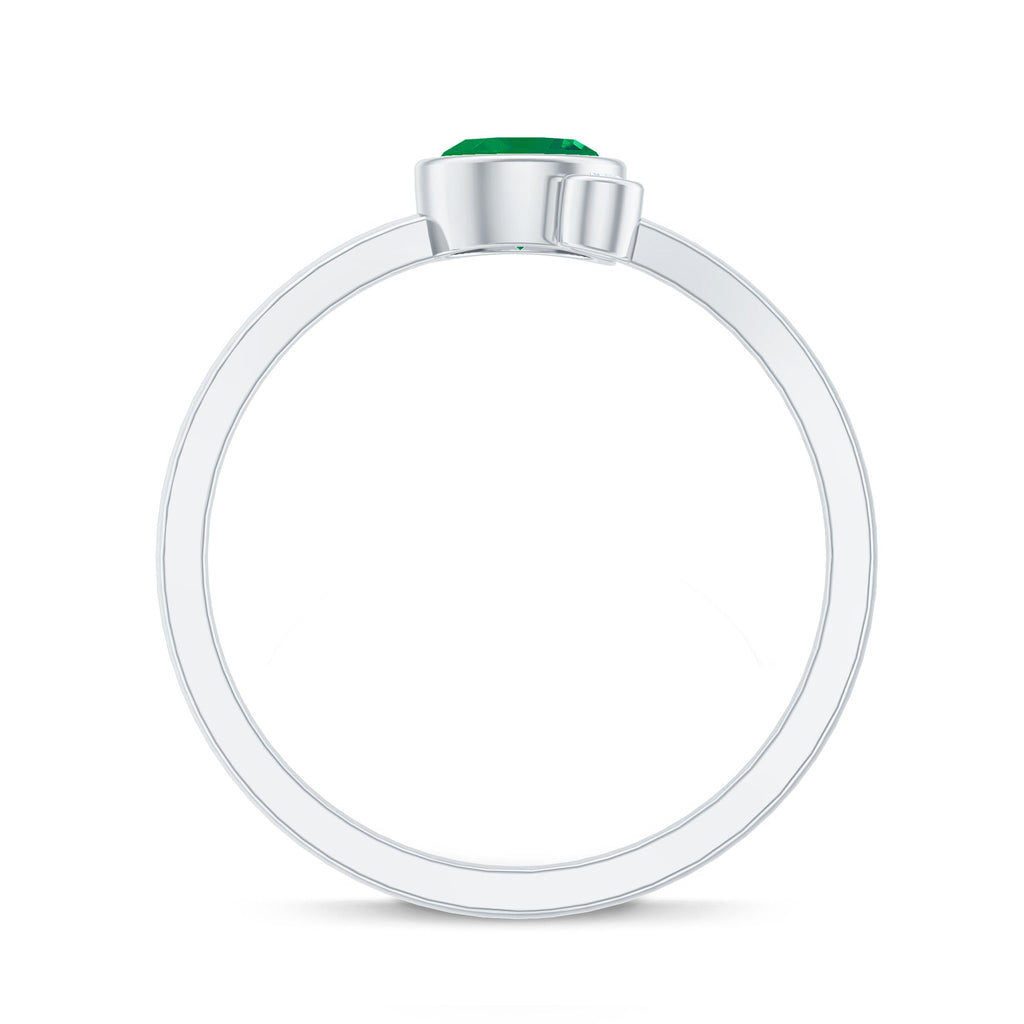 Bezel Set Emerald and Moissanite Two Stone Promise Ring
