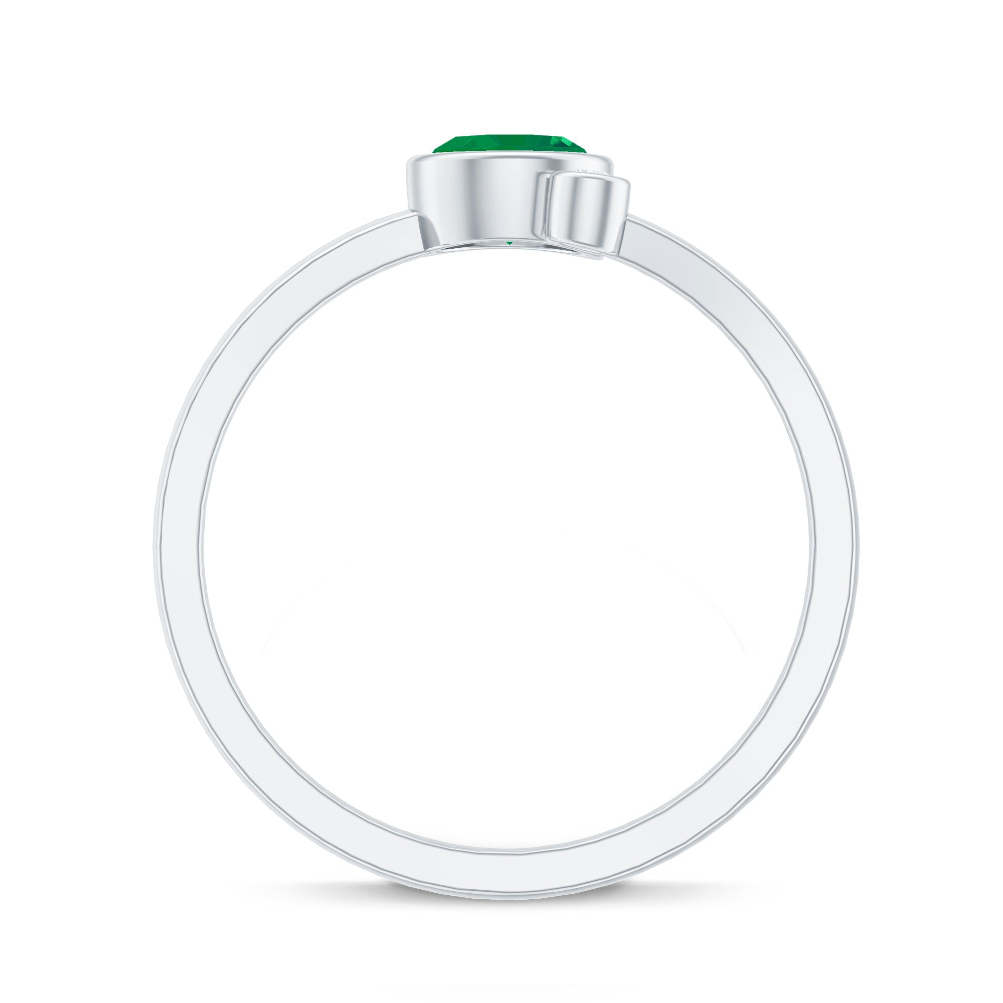 Bezel Set Emerald and Moissanite Two Stone Promise Ring