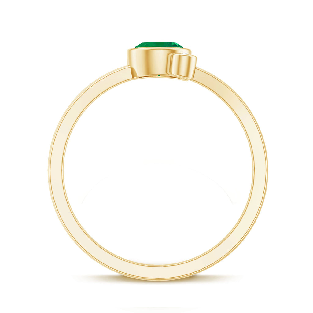 Bezel Set Emerald and Moissanite Two Stone Promise Ring
