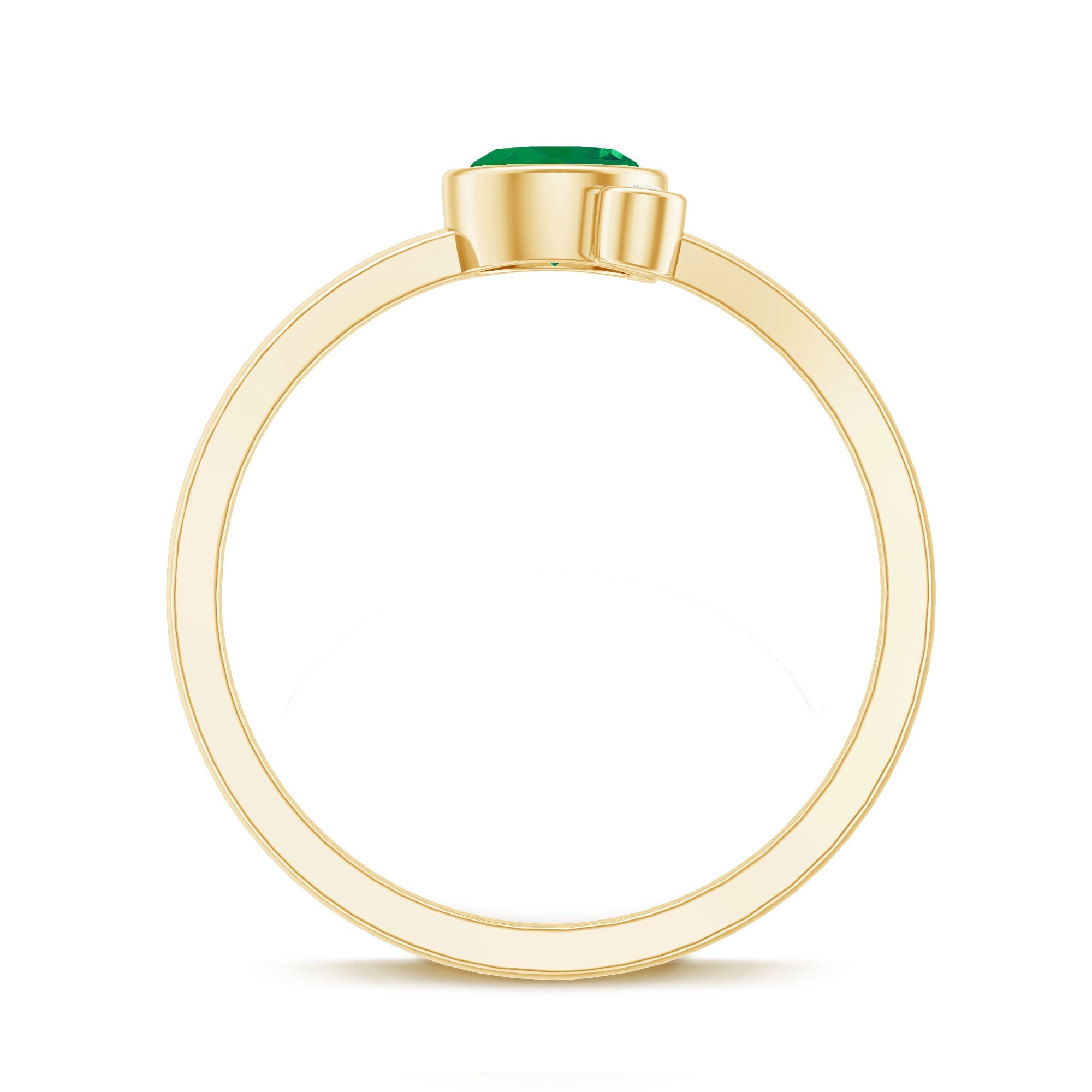 Bezel Set Emerald and Moissanite Two Stone Promise Ring