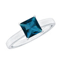 6mm Square Cut London Blue Topaz Solitaire Ring