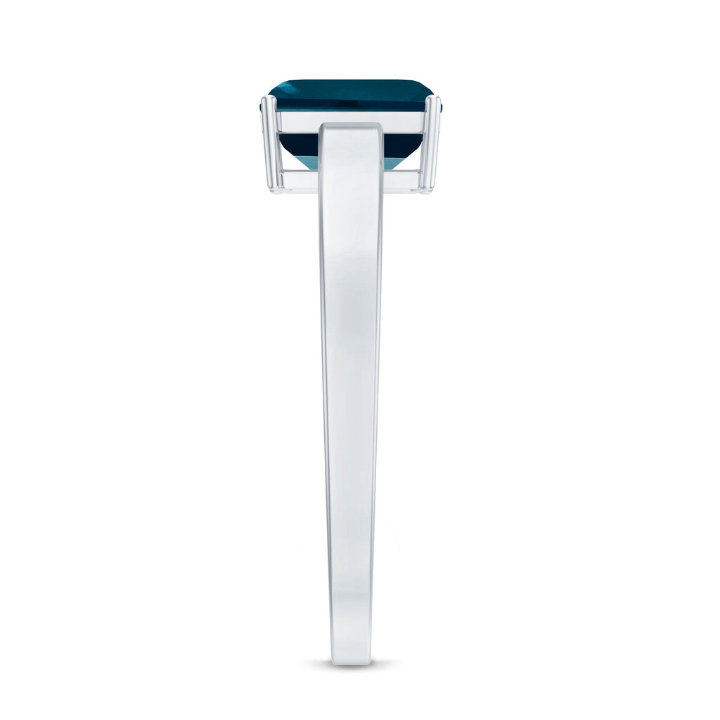 6X8mm Emerald Cut London Blue Topaz Solitaire Ring with Certificate