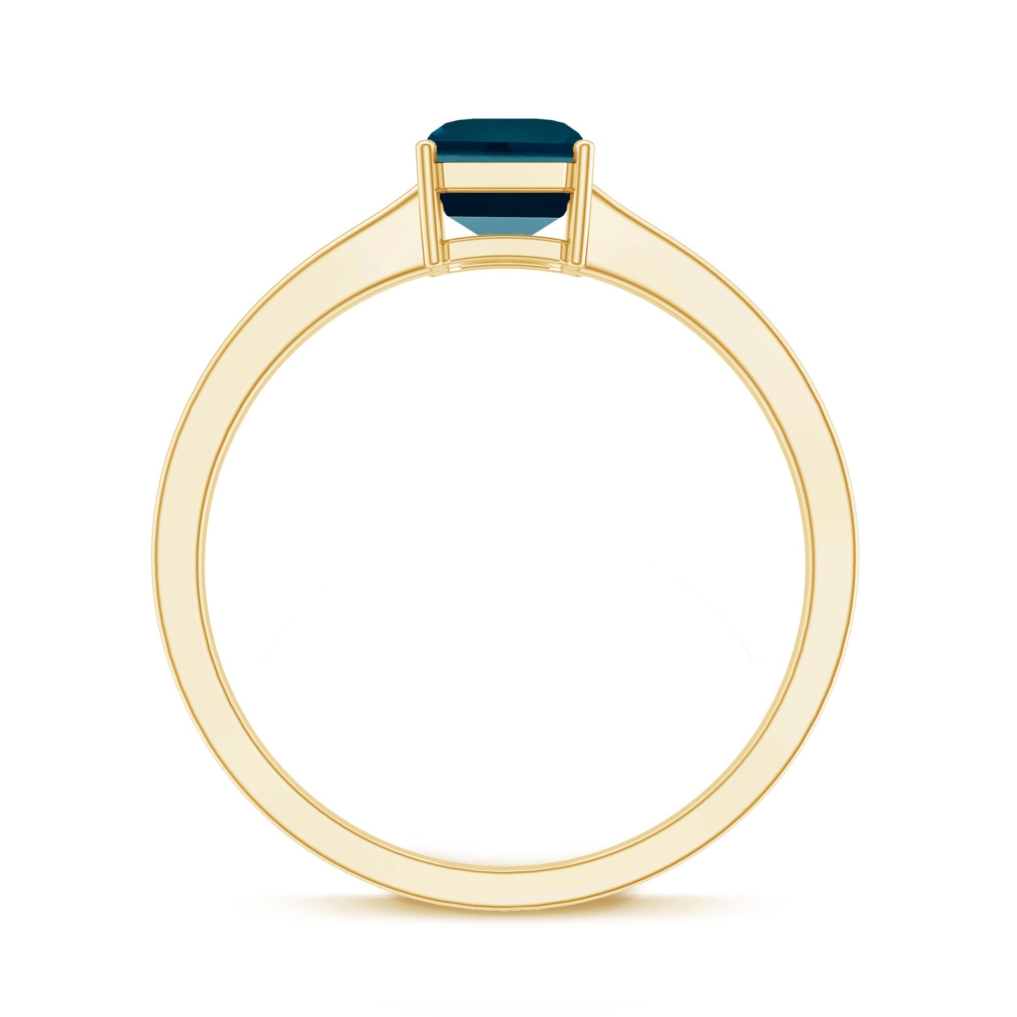 6X8mm Emerald Cut London Blue Topaz Solitaire Ring with Certificate