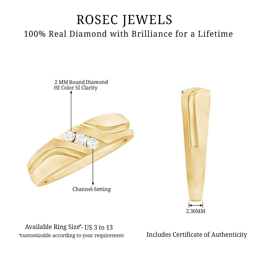 Certified Diamond Three Stone Band Ring for Men