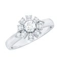 Certified Real Diamond Flower Engagement Ring for Women
