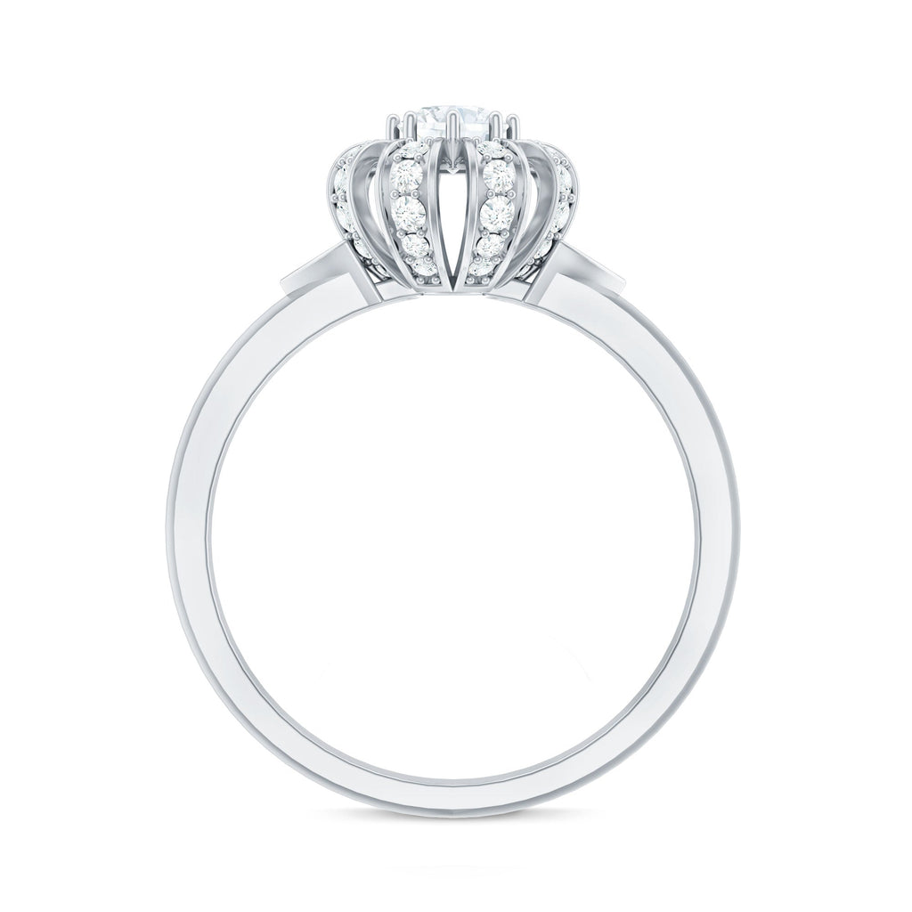 Certified Real Diamond Flower Engagement Ring for Women
