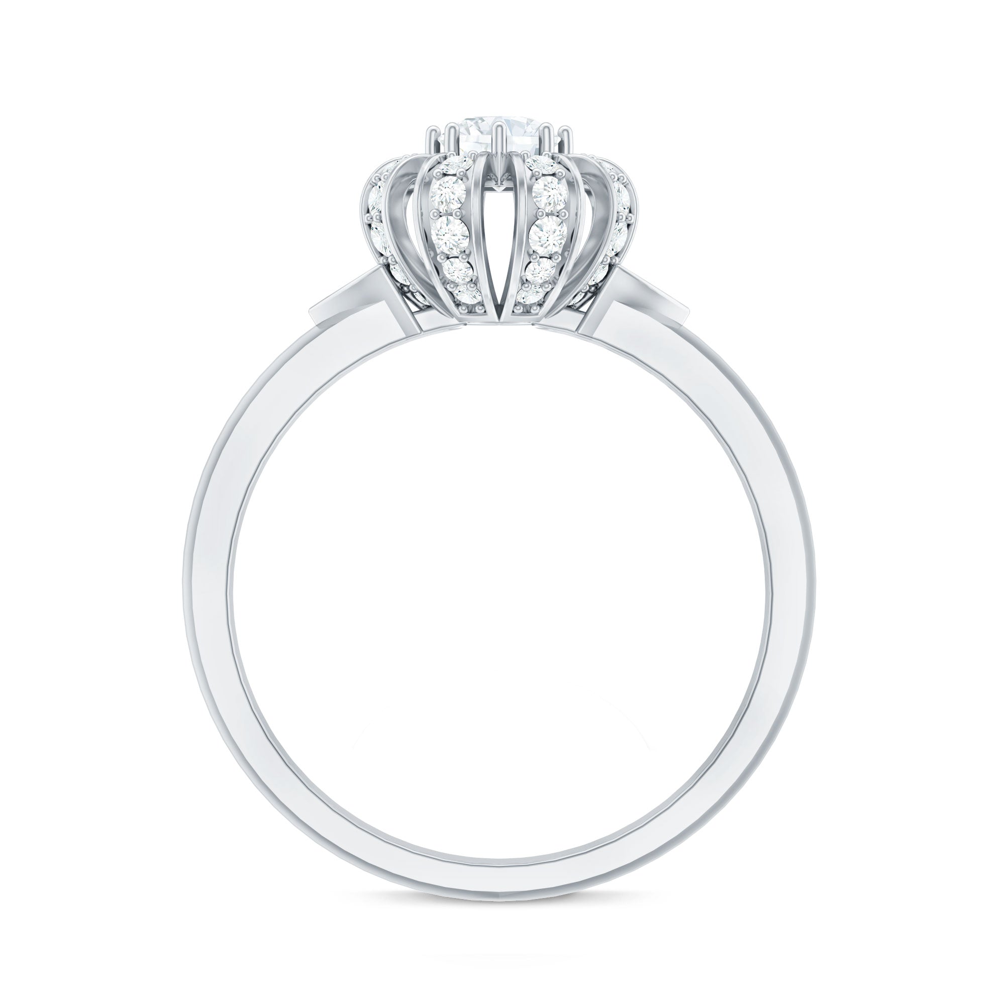 Certified Real Diamond Flower Engagement Ring for Women