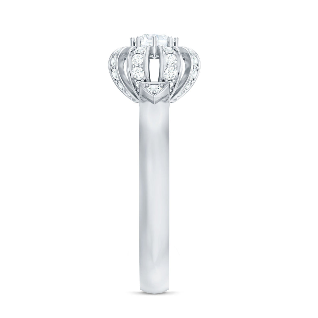 Certified Real Diamond Flower Engagement Ring for Women