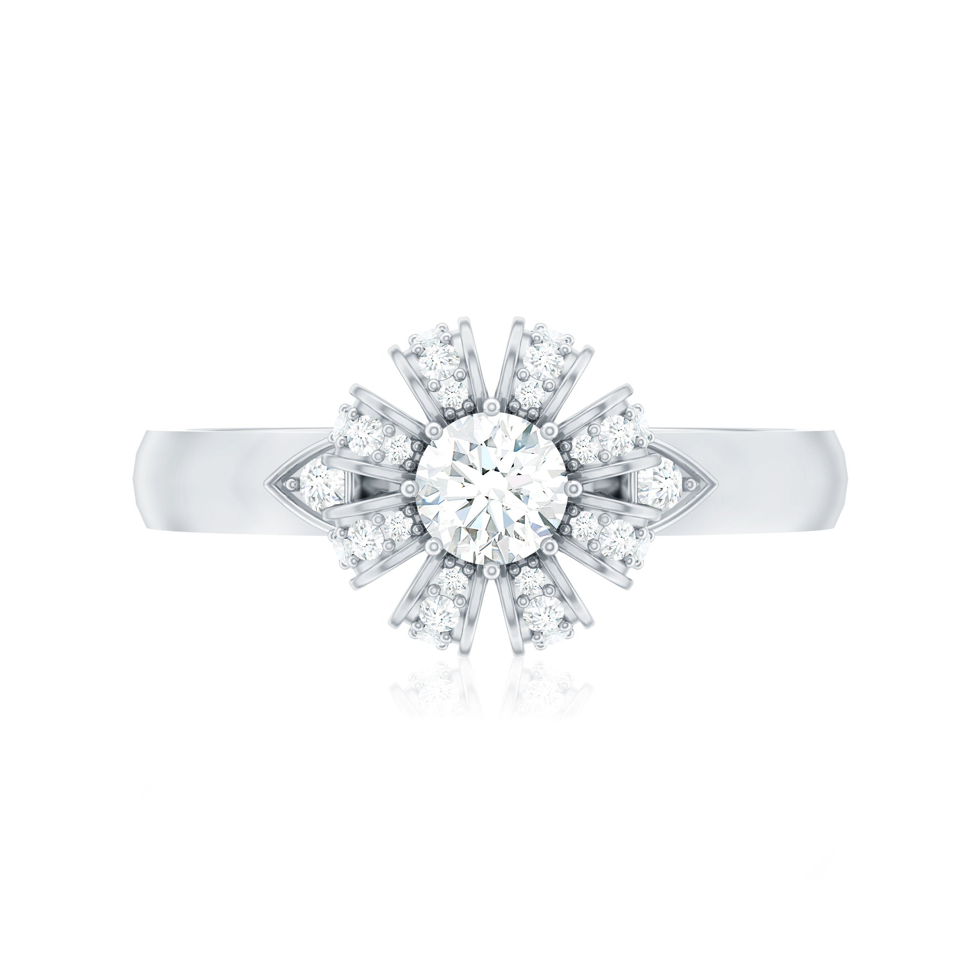 Certified Real Diamond Flower Engagement Ring for Women