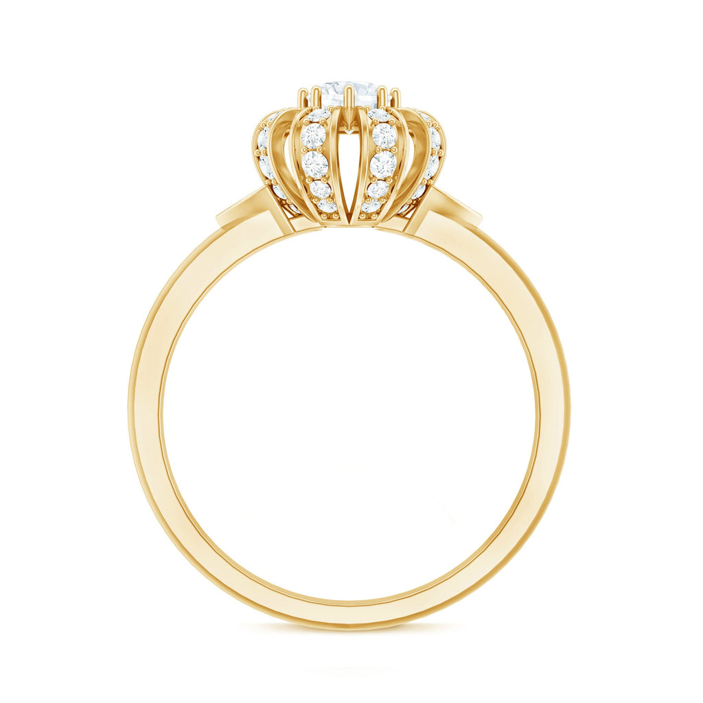 Certified Real Diamond Flower Engagement Ring for Women