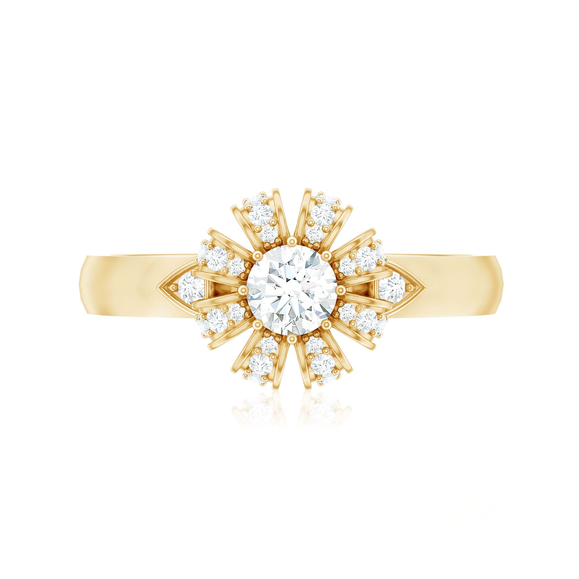 Certified Real Diamond Flower Engagement Ring for Women