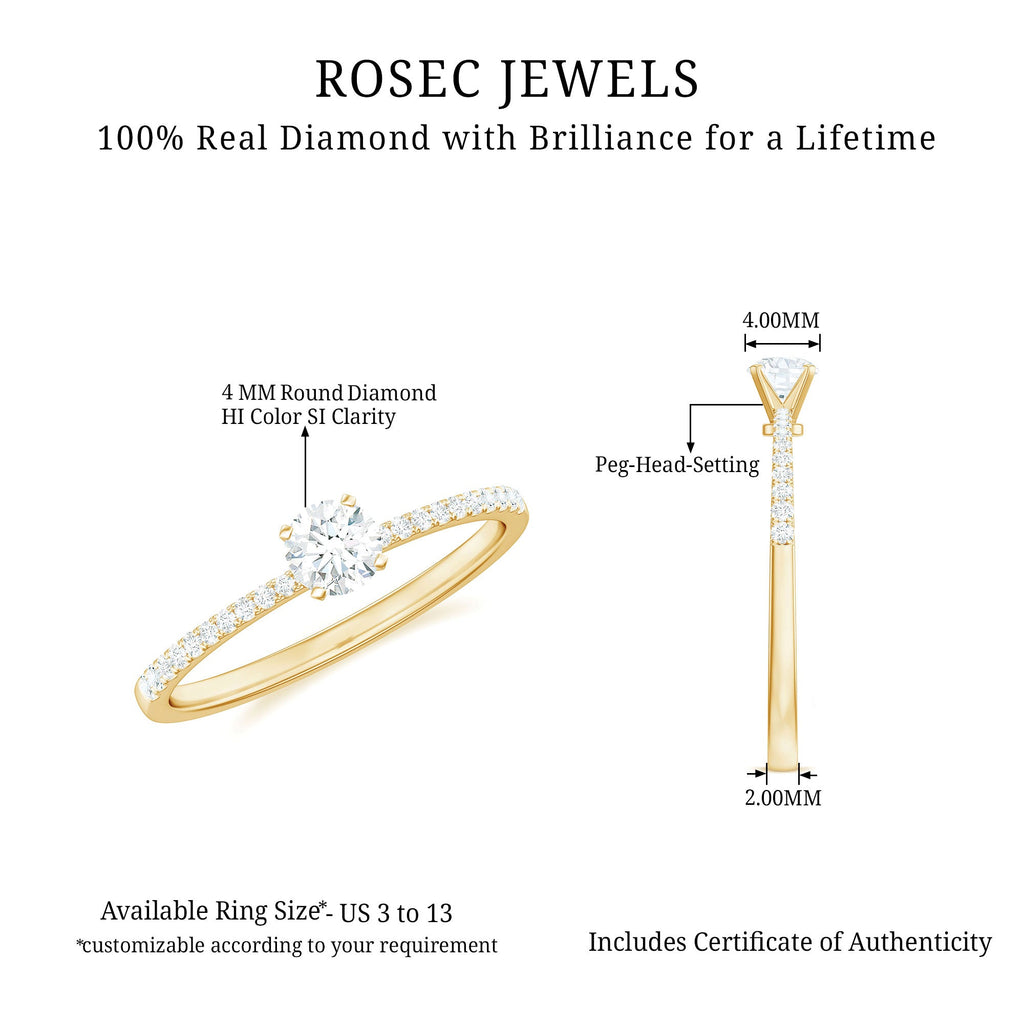 Natural Diamond Promise Ring with Side Stones