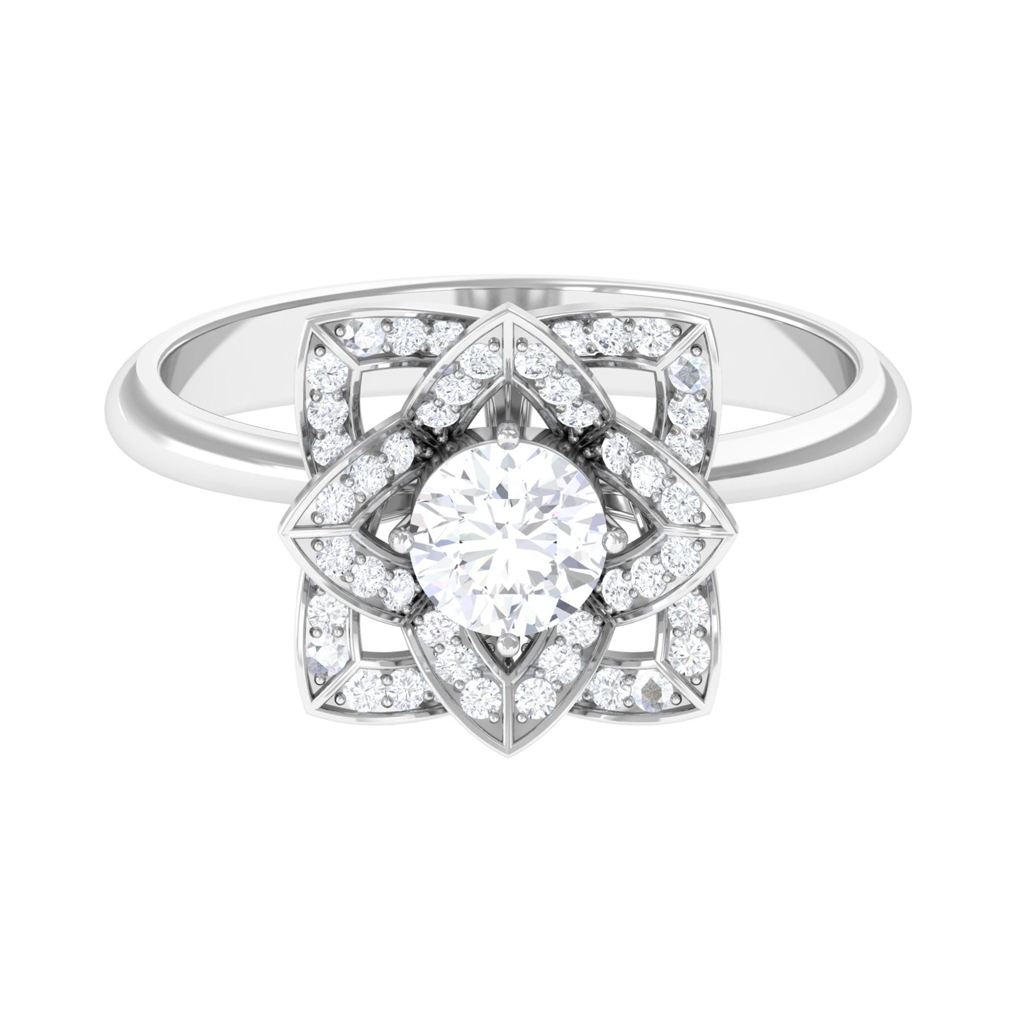 1 CT Zircon Vintage Floral Engagement Ring