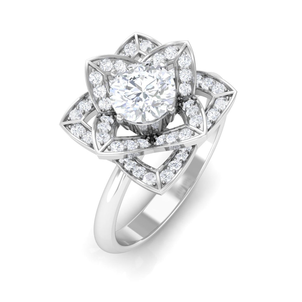 1 CT Zircon Vintage Floral Engagement Ring
