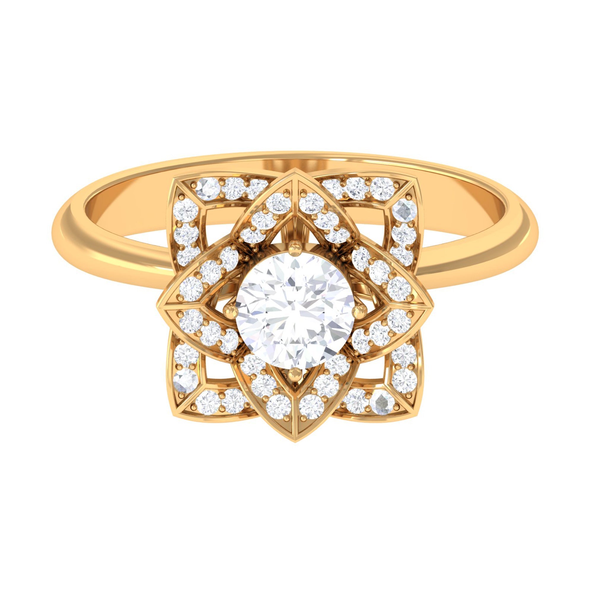 1 CT Zircon Vintage Floral Engagement Ring