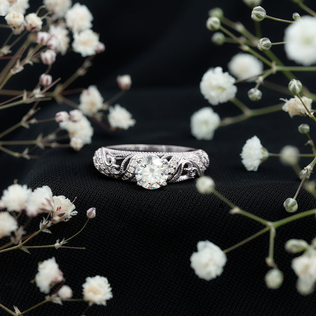 3/4 CT Cubic Zirconia Vintage Inspired Engagement Ring