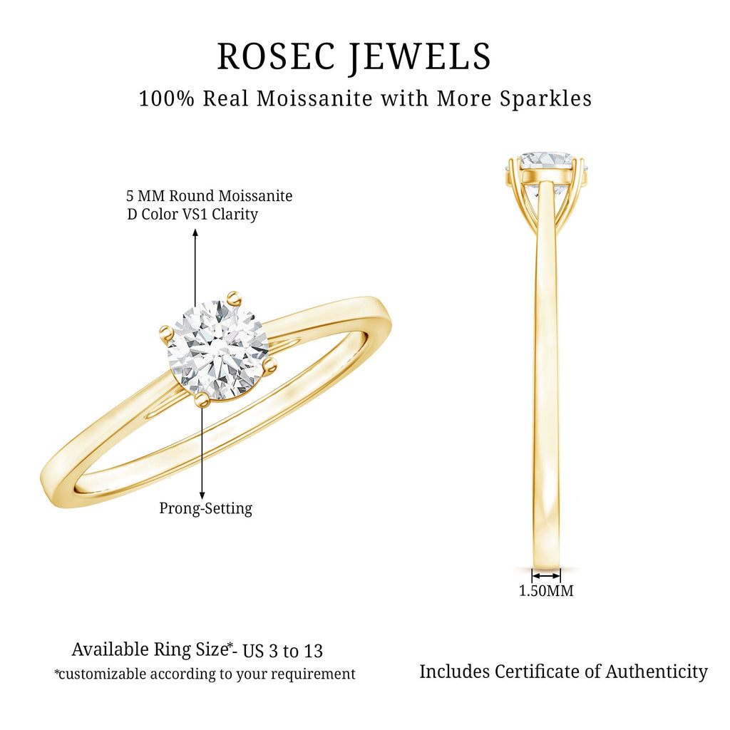 Solitaire Moissanite Promise Ring in Cathedral Shank