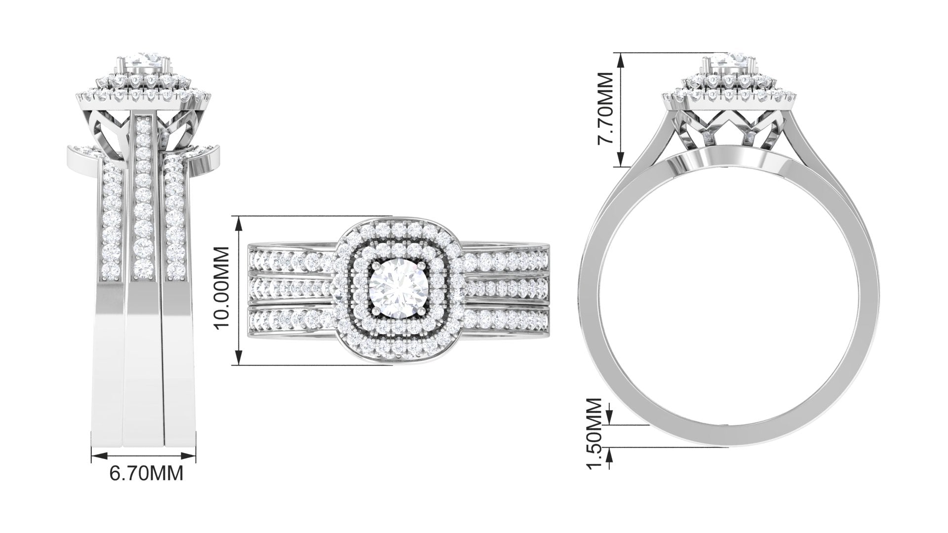 Zircon Statement Bridal Ring Set of 3