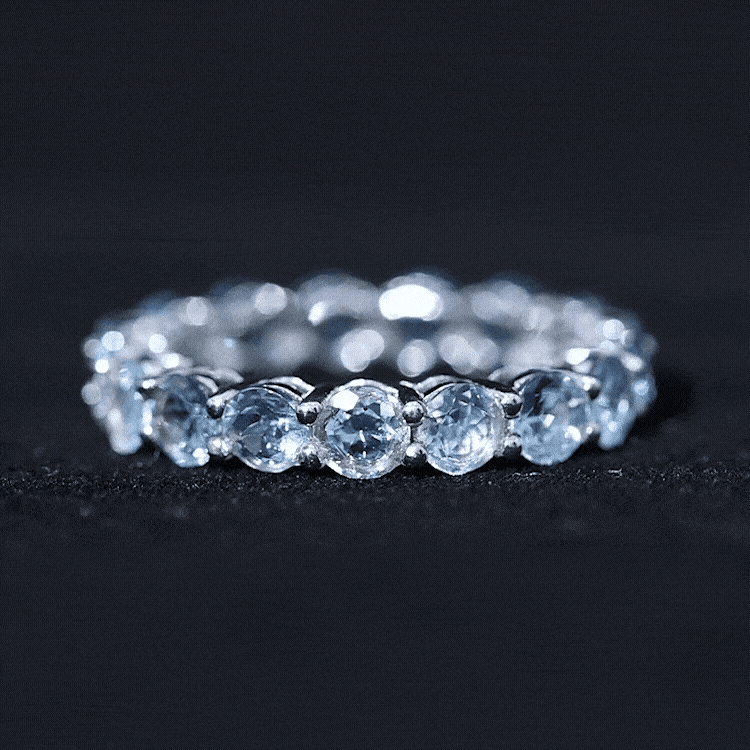 Natural Aquamarine Full Eternity Wedding Band