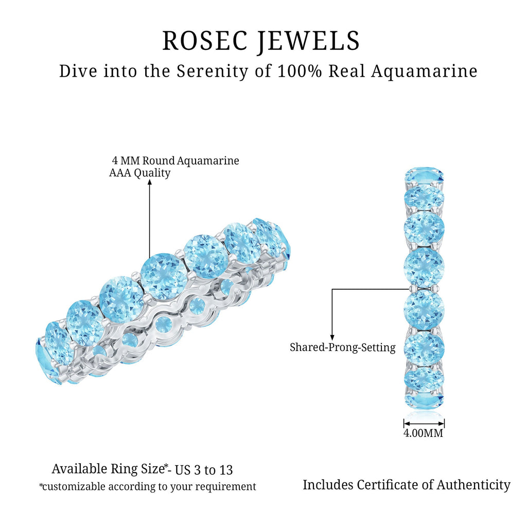 Natural Aquamarine Full Eternity Wedding Band