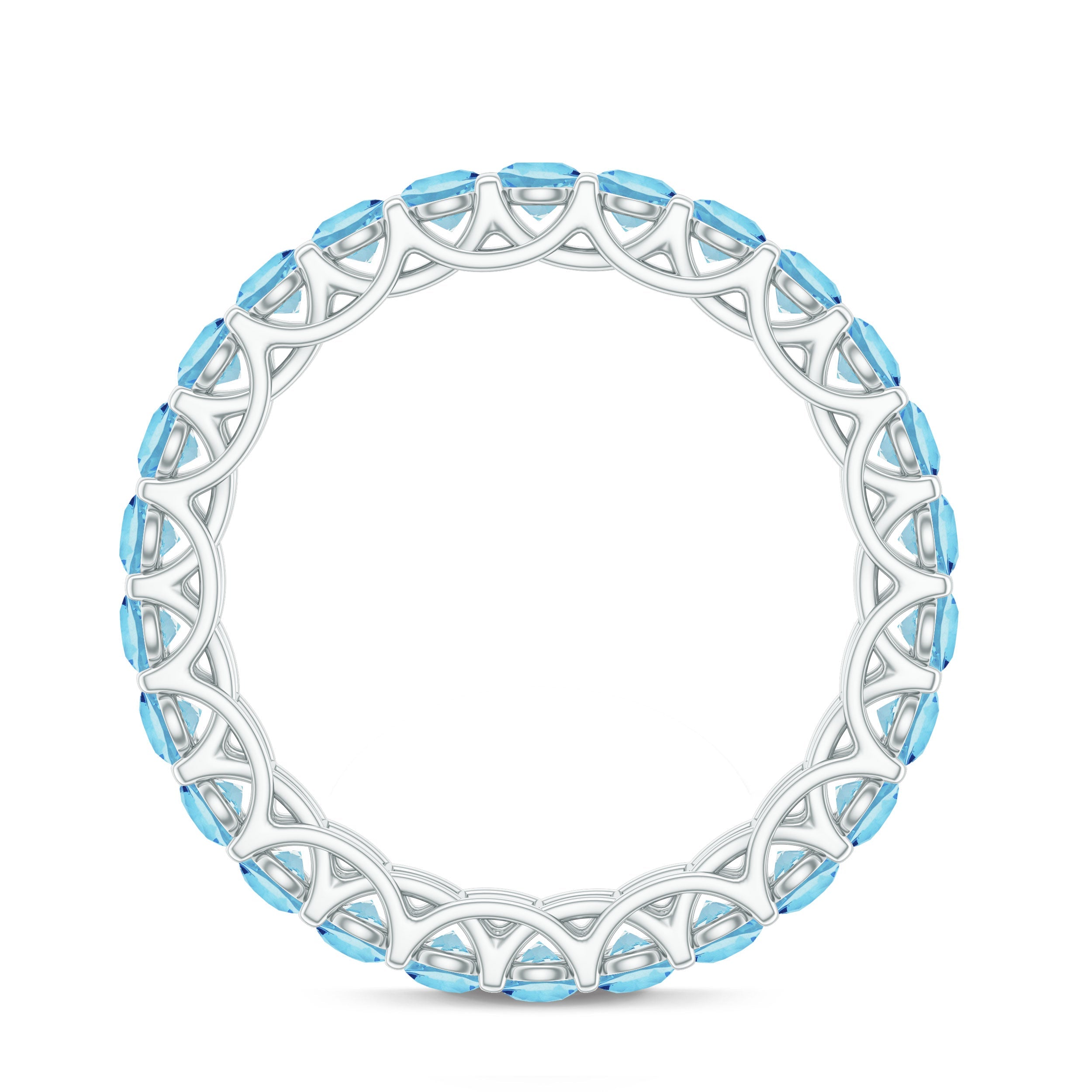 Natural Aquamarine Full Eternity Wedding Band