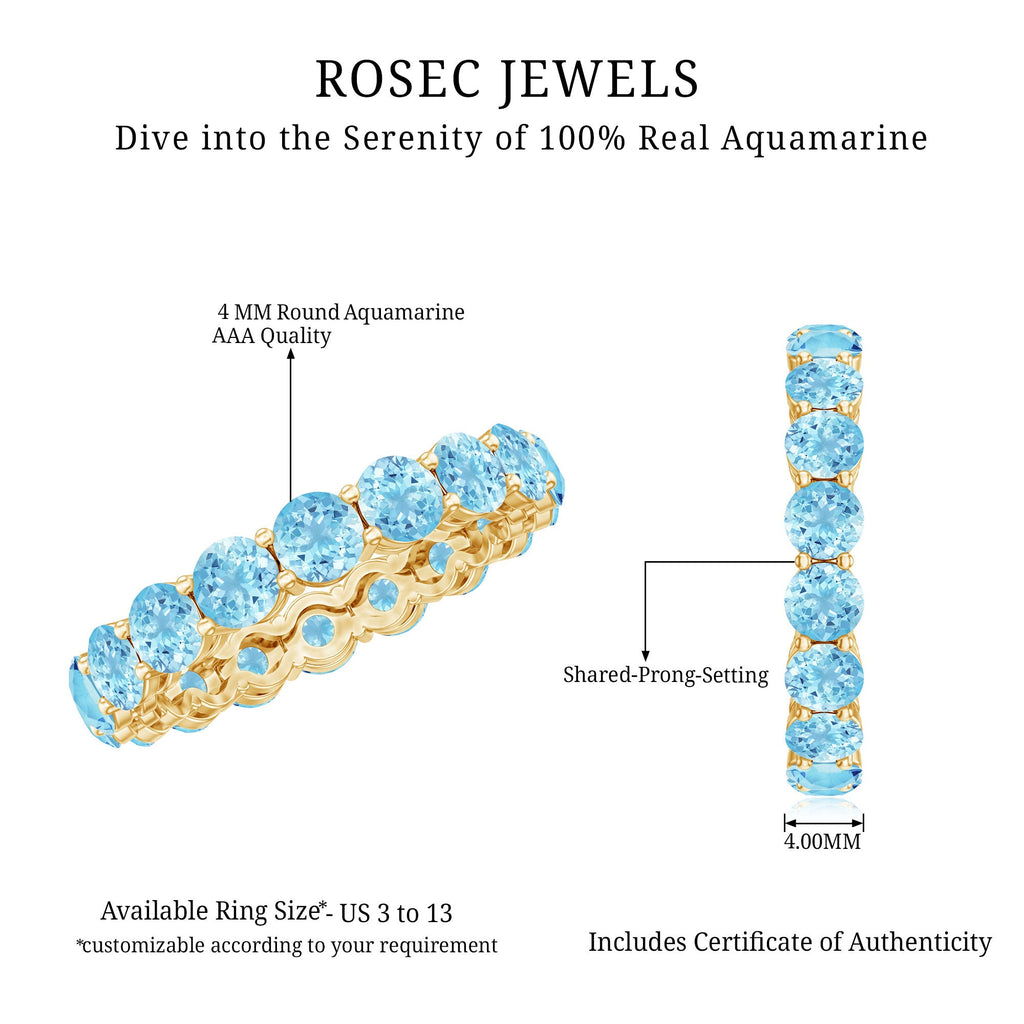 Natural Aquamarine Full Eternity Wedding Band