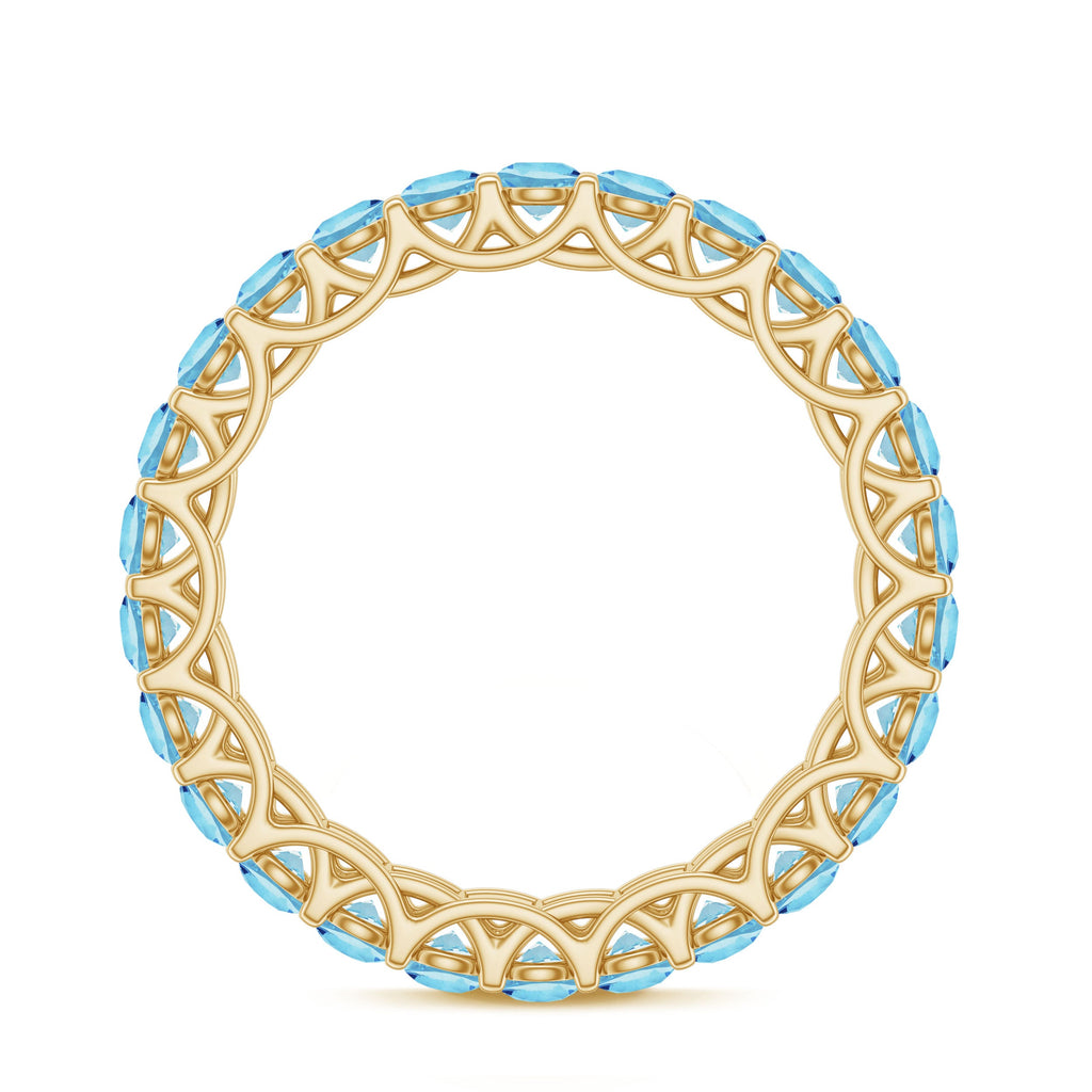 Natural Aquamarine Full Eternity Wedding Band