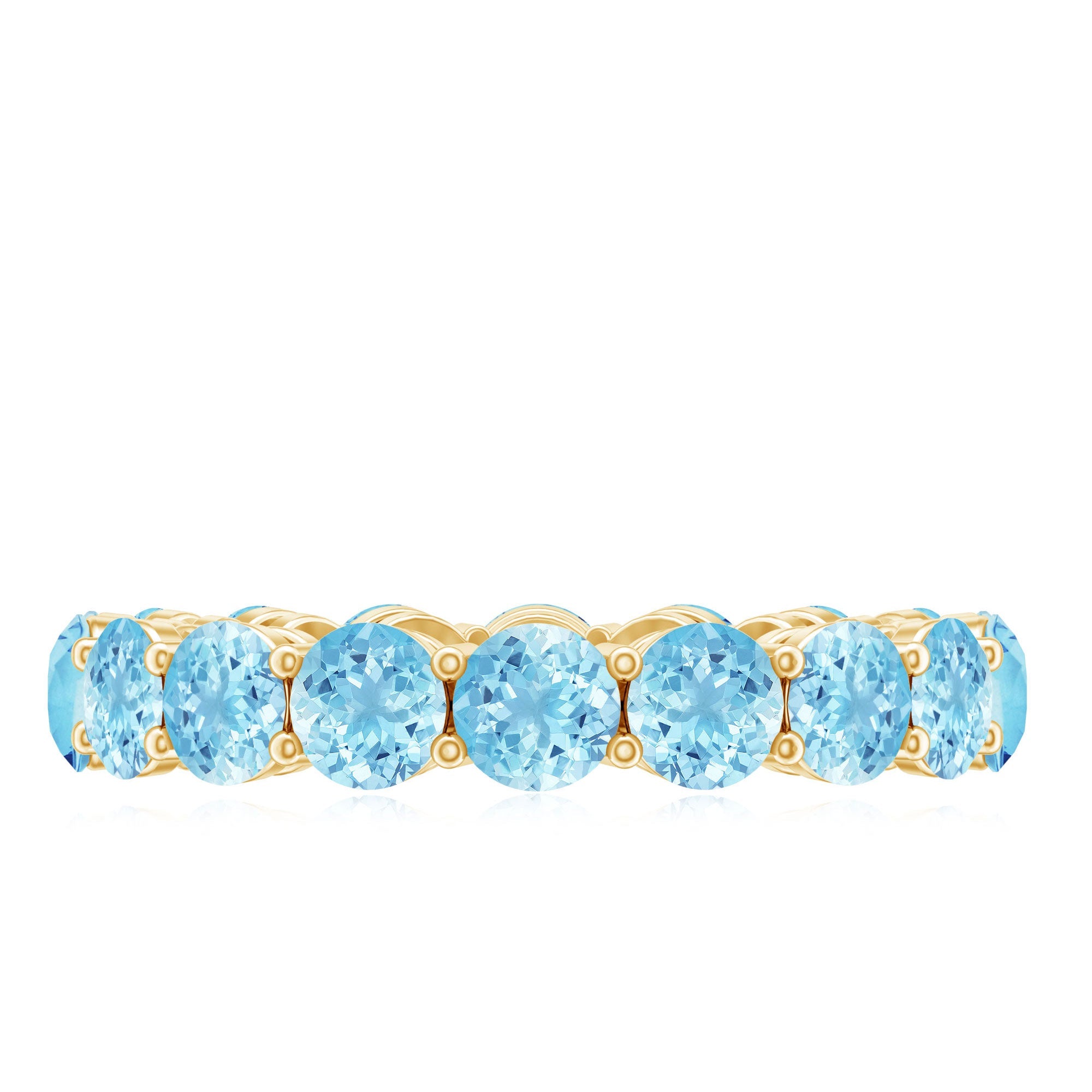 Natural Aquamarine Full Eternity Wedding Band