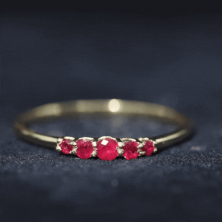 Classic Ruby 5 Stone Graduated Promise Ring