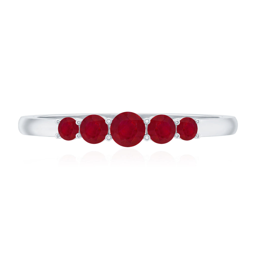 Classic Ruby 5 Stone Graduated Promise Ring