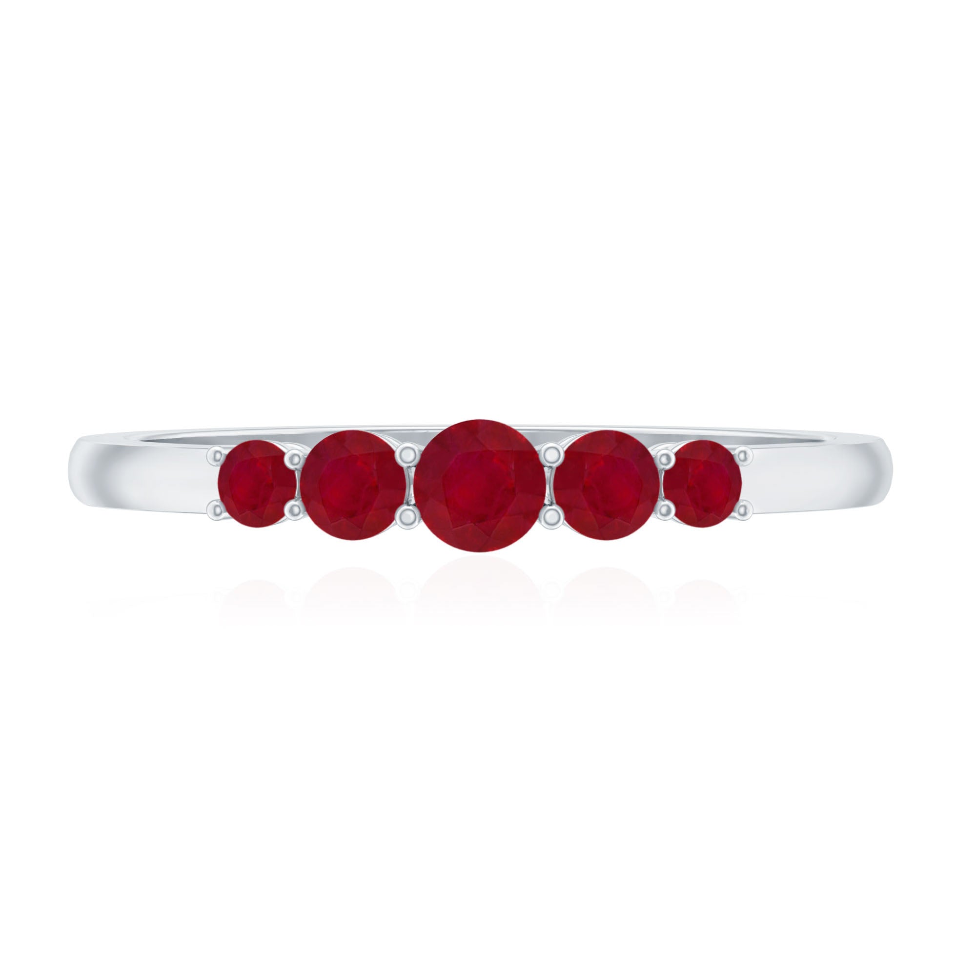 Classic Ruby 5 Stone Graduated Promise Ring