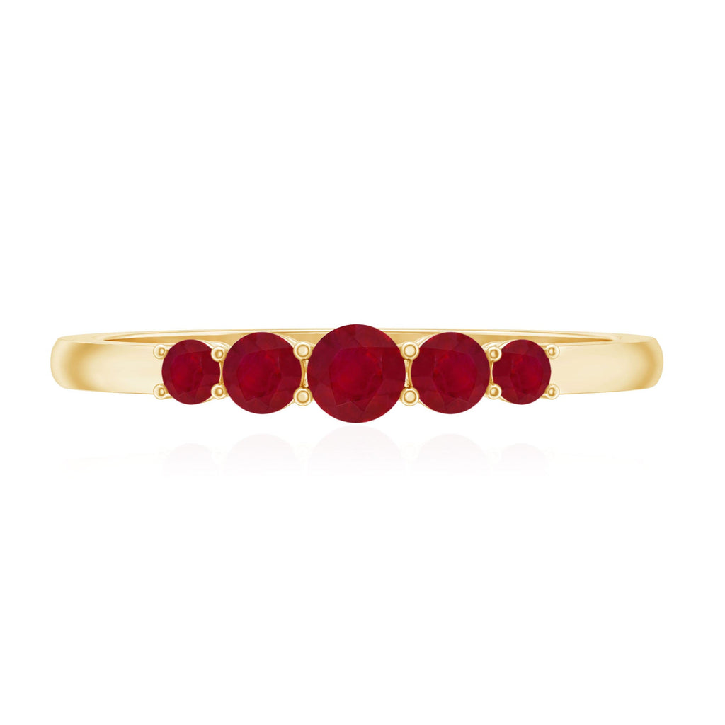 Classic Ruby 5 Stone Graduated Promise Ring