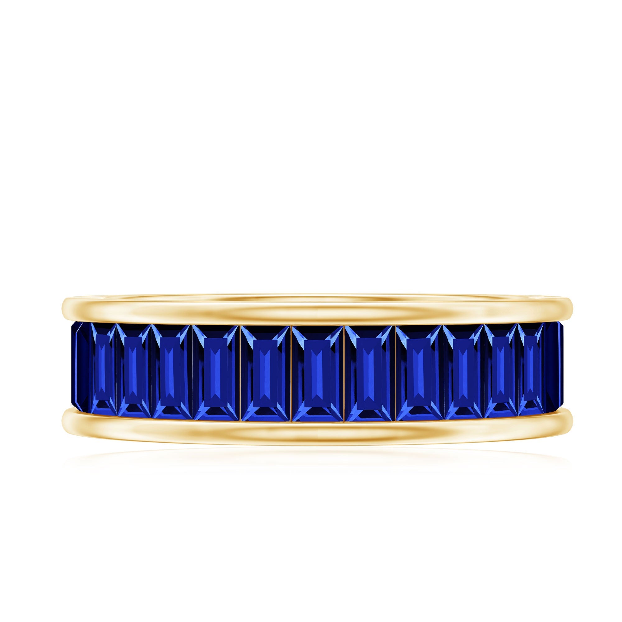 Baguette Shape Lab Created Blue Sapphire Channel Set Eternity Band