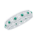 Vintage Style Lab Grown Emerald Celtic Knot Wedding Band