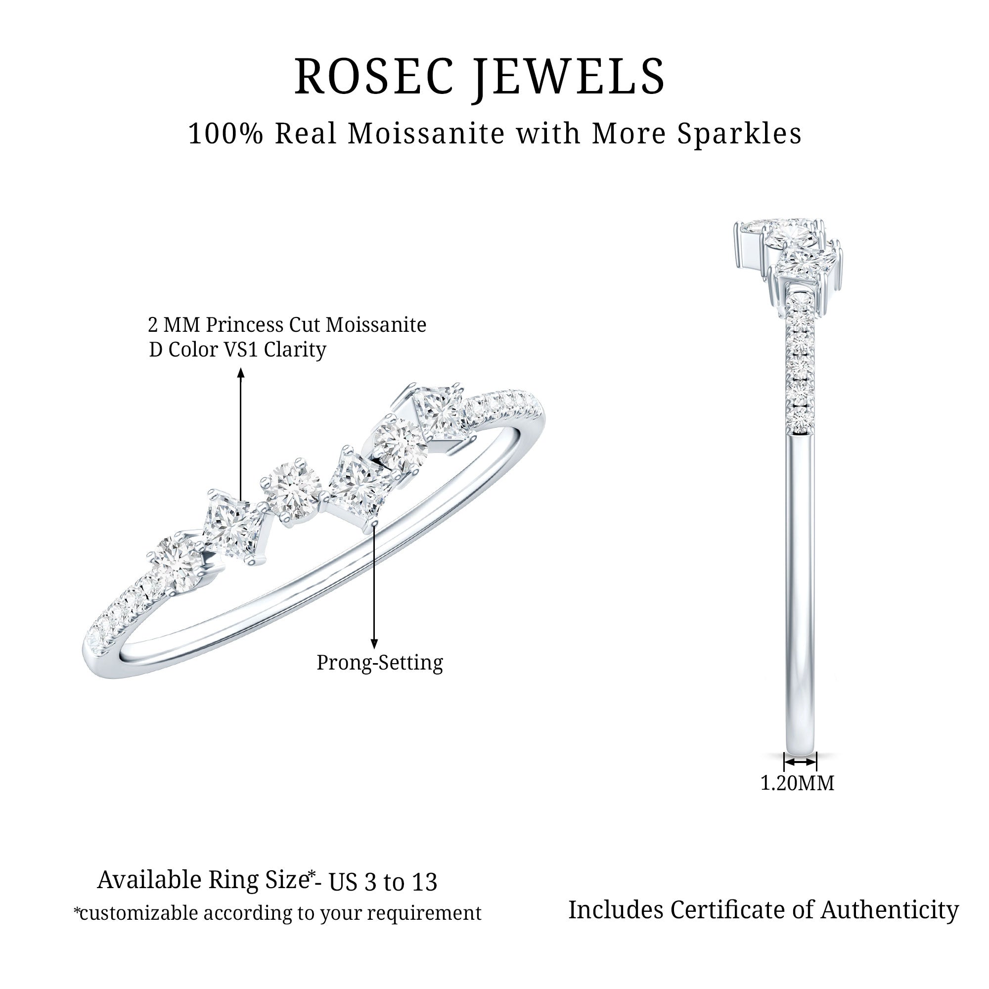 Certified Moissanite Promise Ring for Her