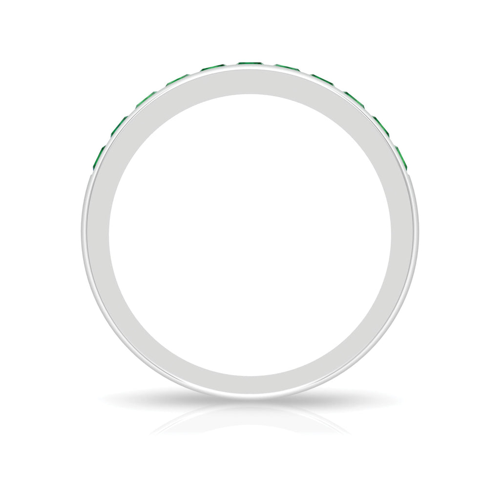 Channel Set Princess Cut Lab Grown Emerald Half Eternity Band with Certificate