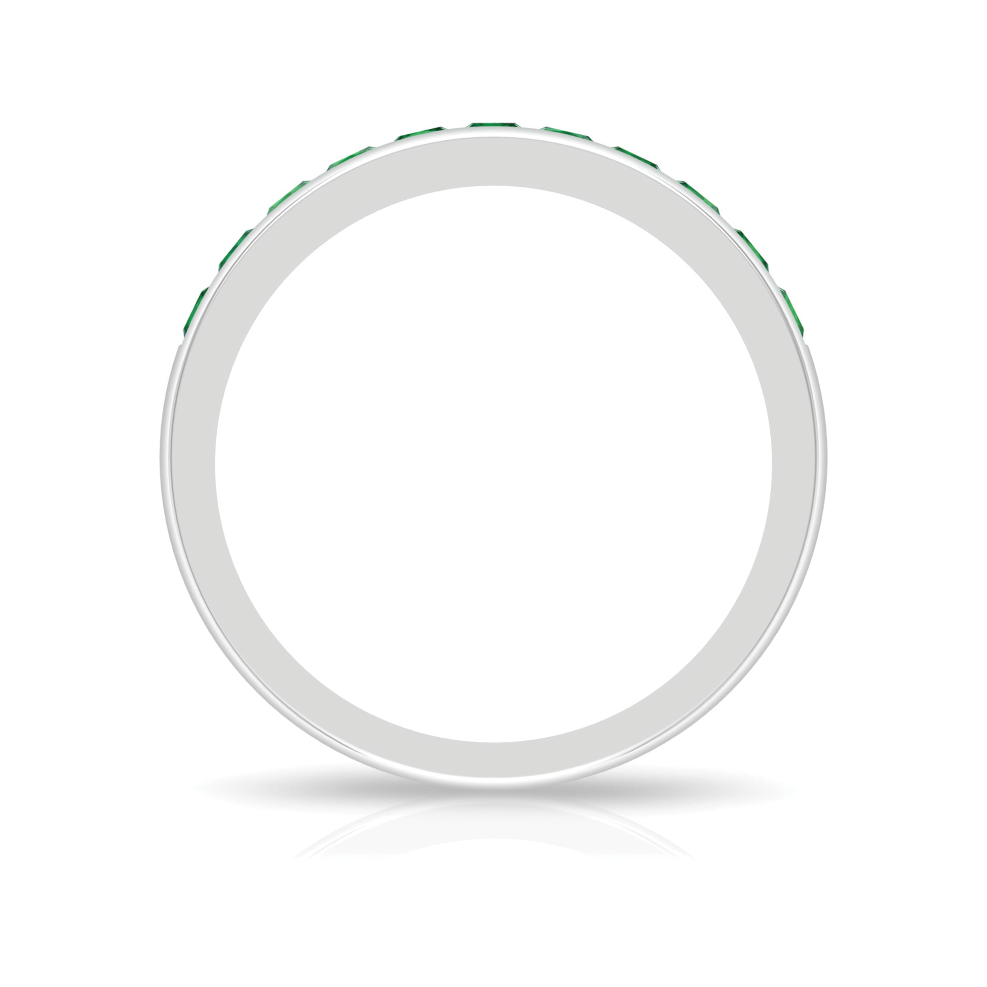 Channel Set Princess Cut Lab Grown Emerald Half Eternity Band with Certificate