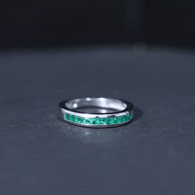 Natural Emerald Eternity Wedding Band for Women