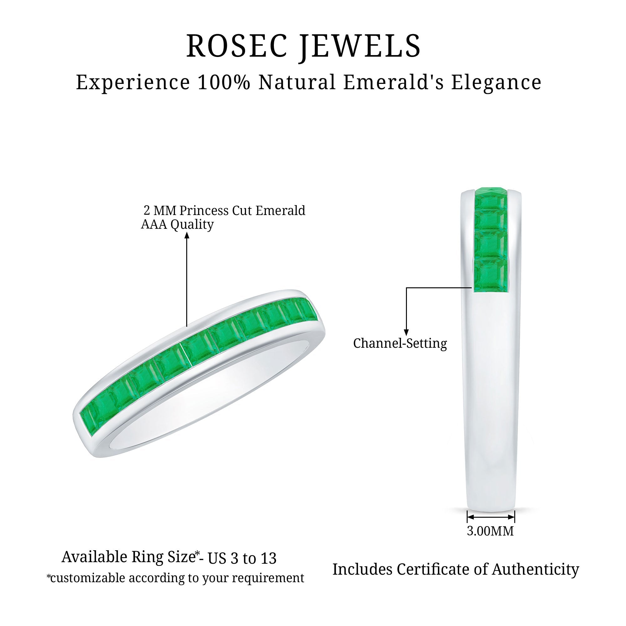 Natural Emerald Eternity Wedding Band for Women