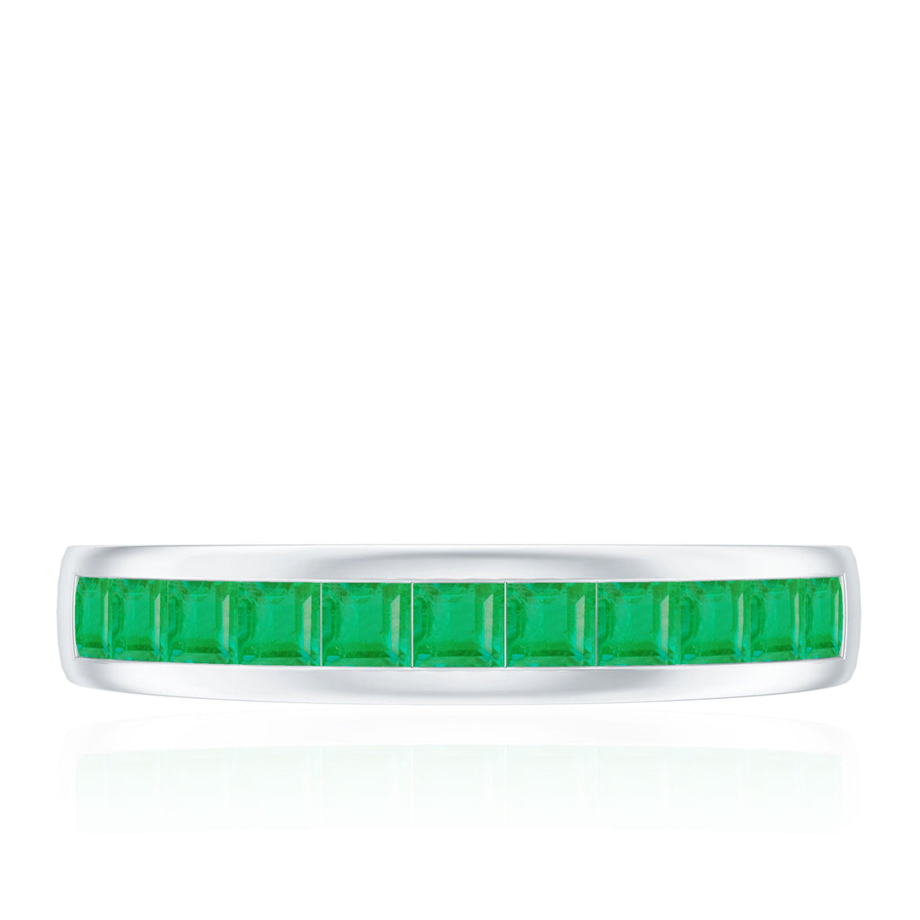 Natural Emerald Eternity Wedding Band for Women
