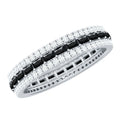 Lab Grown Black Diamond and Moissanite Three Row Wedding Band