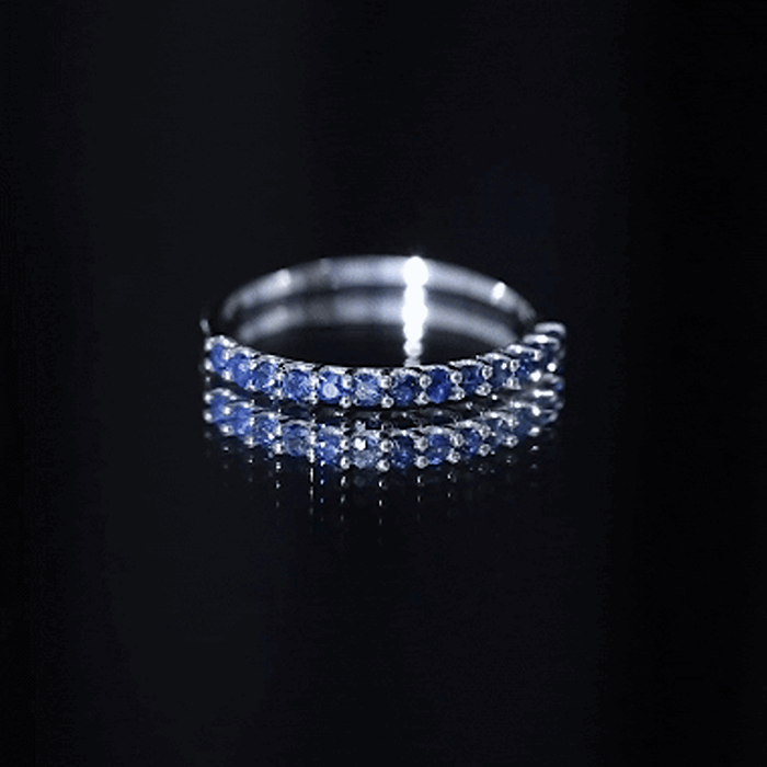 1/2 CT Round Cut Blue Sapphire Stackable Engagement Ring