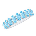Genuine Oval Cut Aquamarine Half Eternity Ring for Women