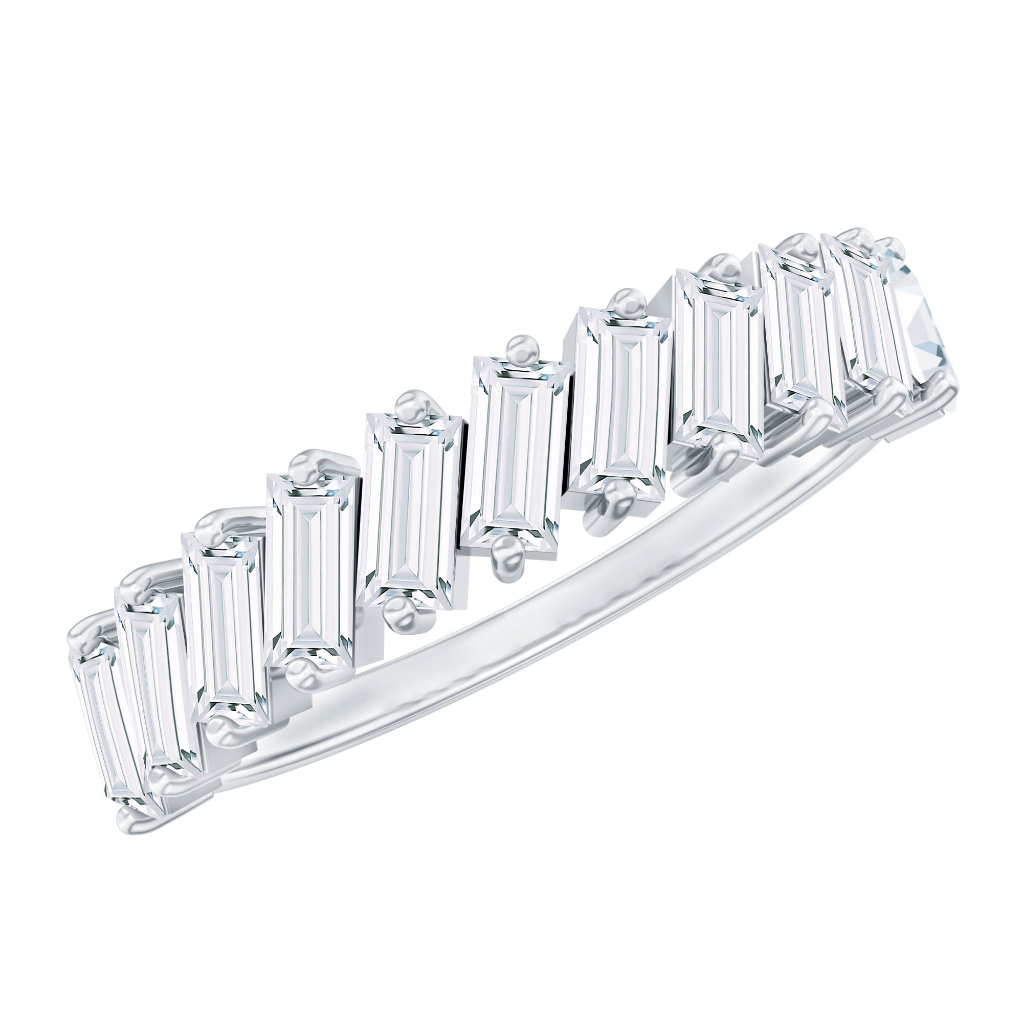 Certified Moissanite Baguette Cut Half Eternity Ring