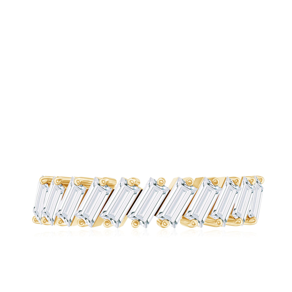 Certified Moissanite Baguette Cut Half Eternity Ring